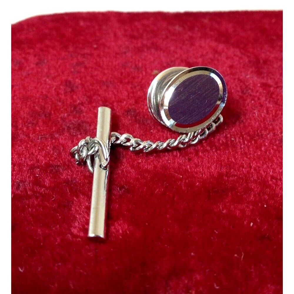 Vintage Sterling Silver Tie Tack  With Chain